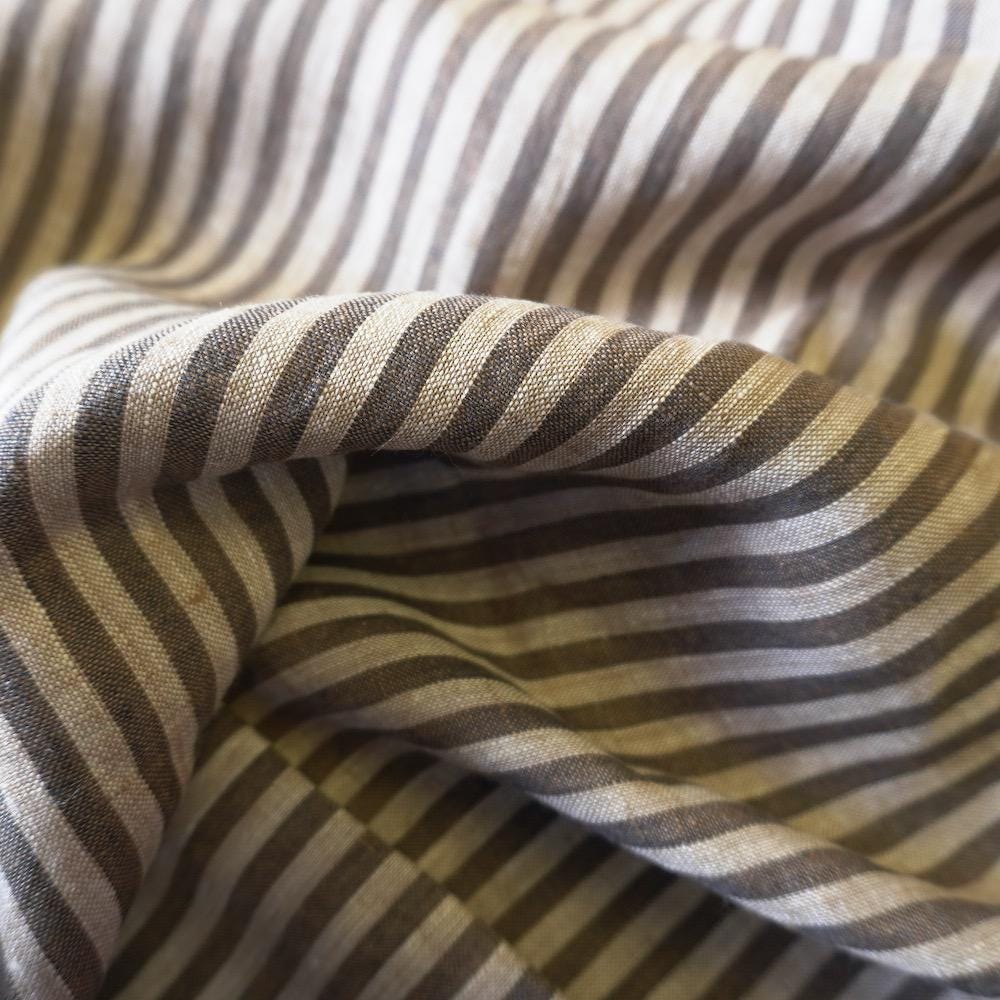 Washed Yarn dyed Linen Stripe - Grey Beige