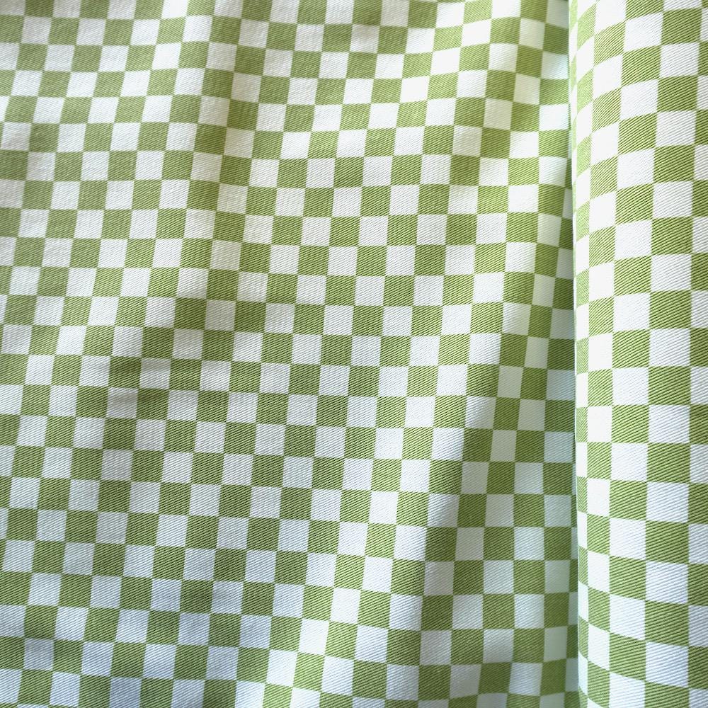 Cotton Canvas Checker board - Avocado Green