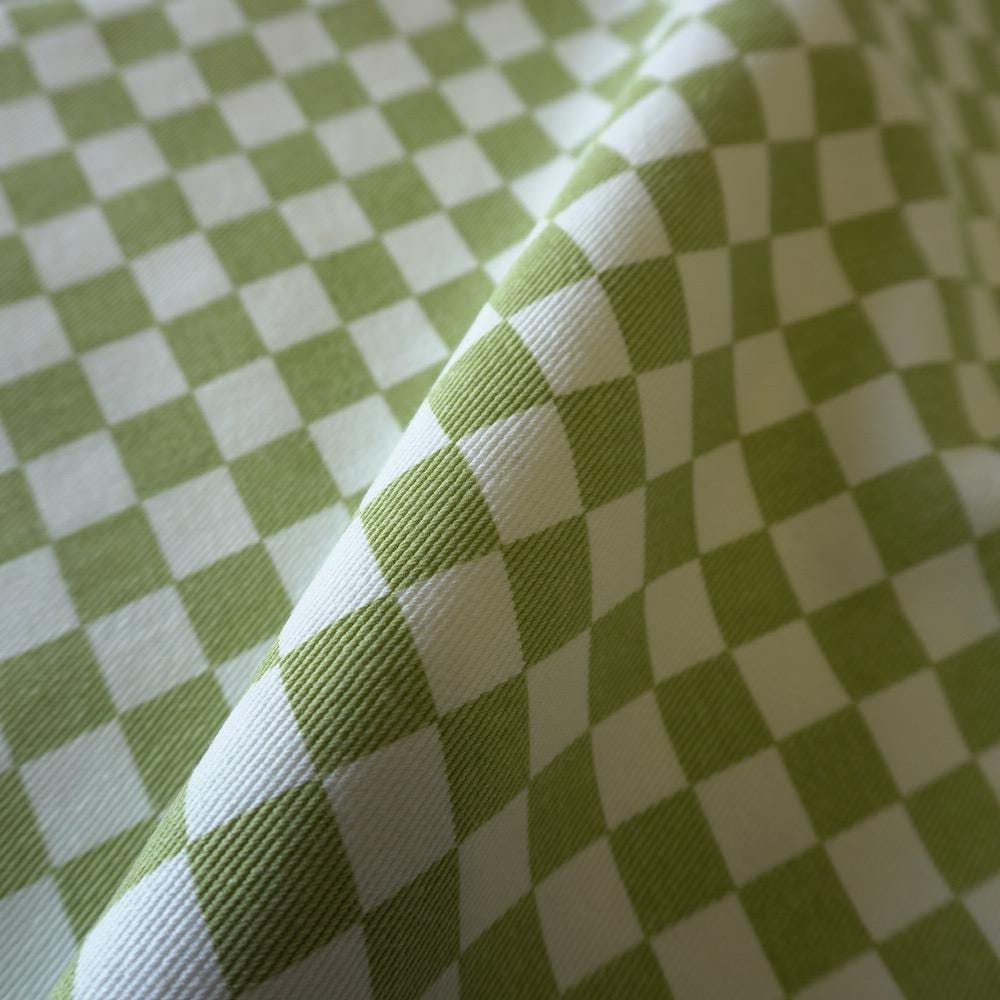 Cotton Canvas Checker board - Avocado Green