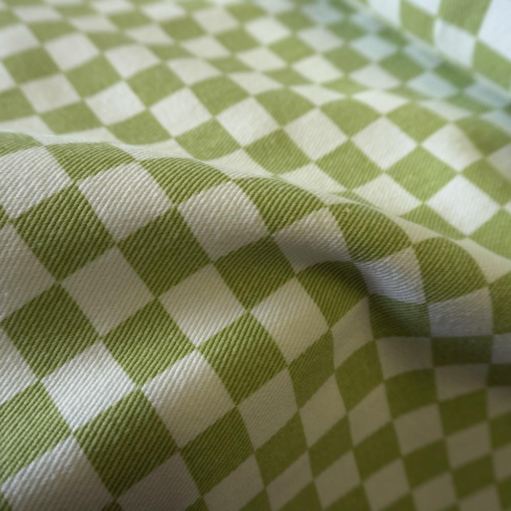 Cotton Canvas Checker board - Avocado Green