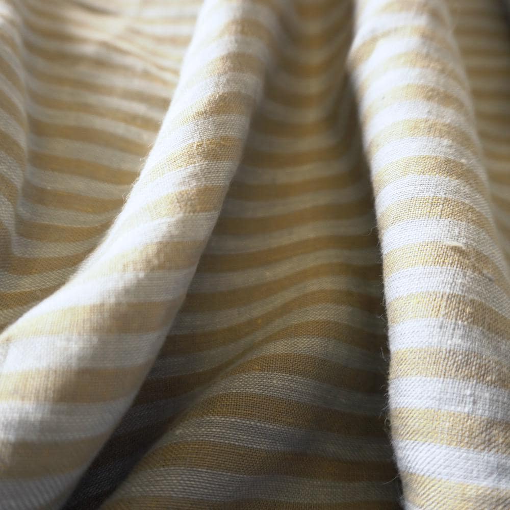 Washed Yarn dyed Linen Stripe - Beige & Grey