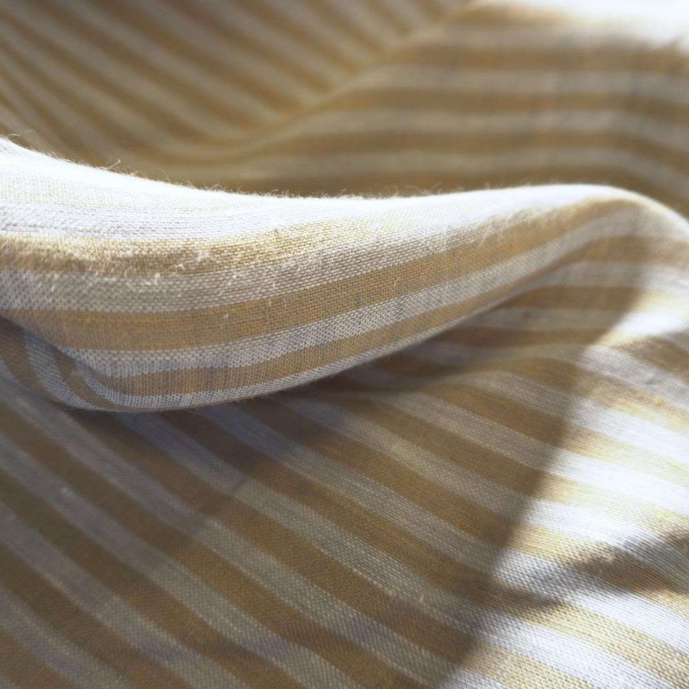 Washed Yarn dyed Linen Stripe - Beige & Grey