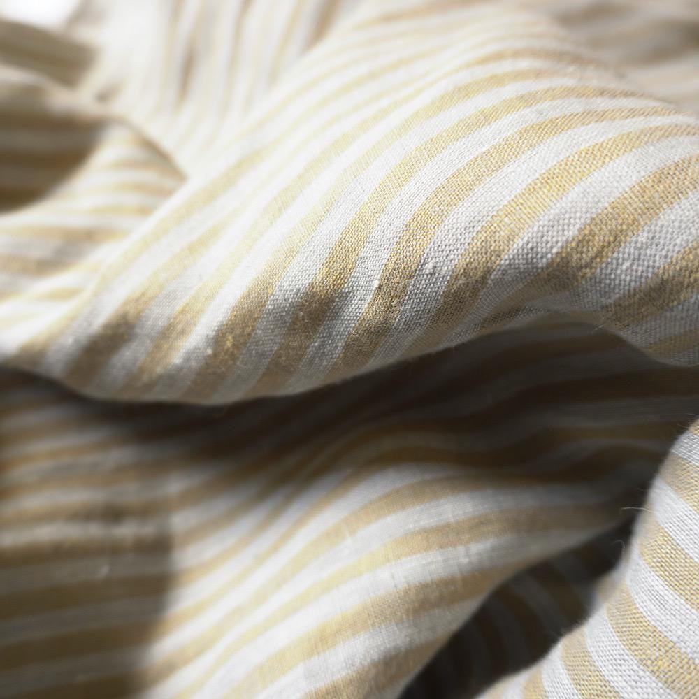 Washed Yarn dyed Linen Stripe - Beige & Grey