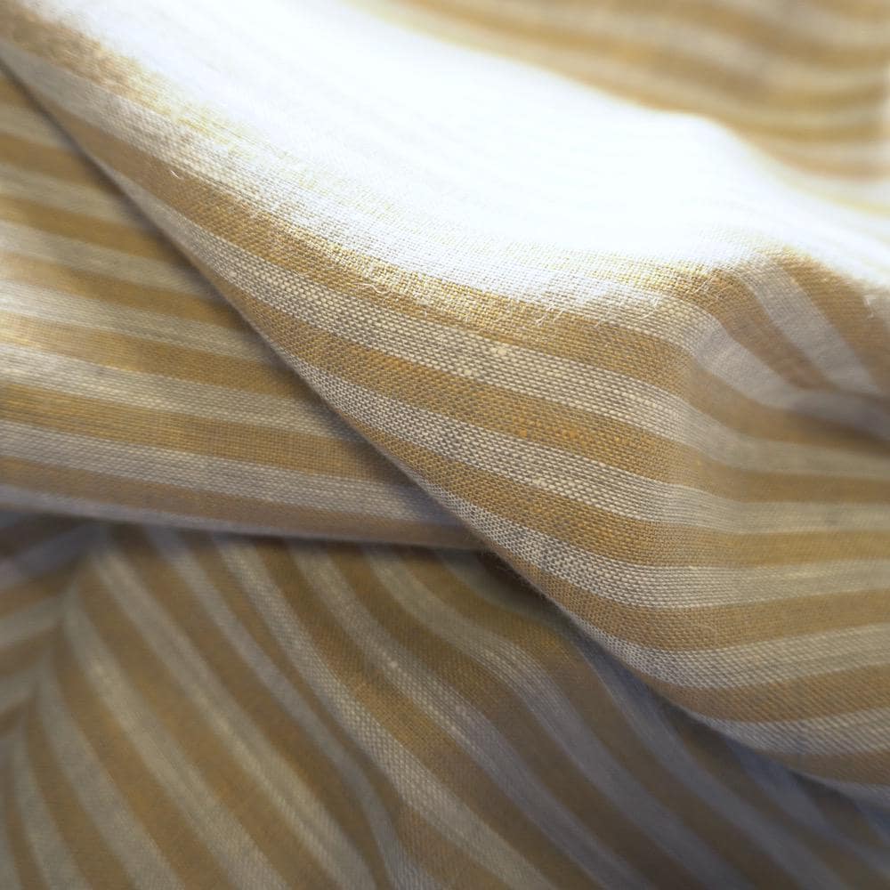 Washed Yarn dyed Linen Stripe - Beige & Grey