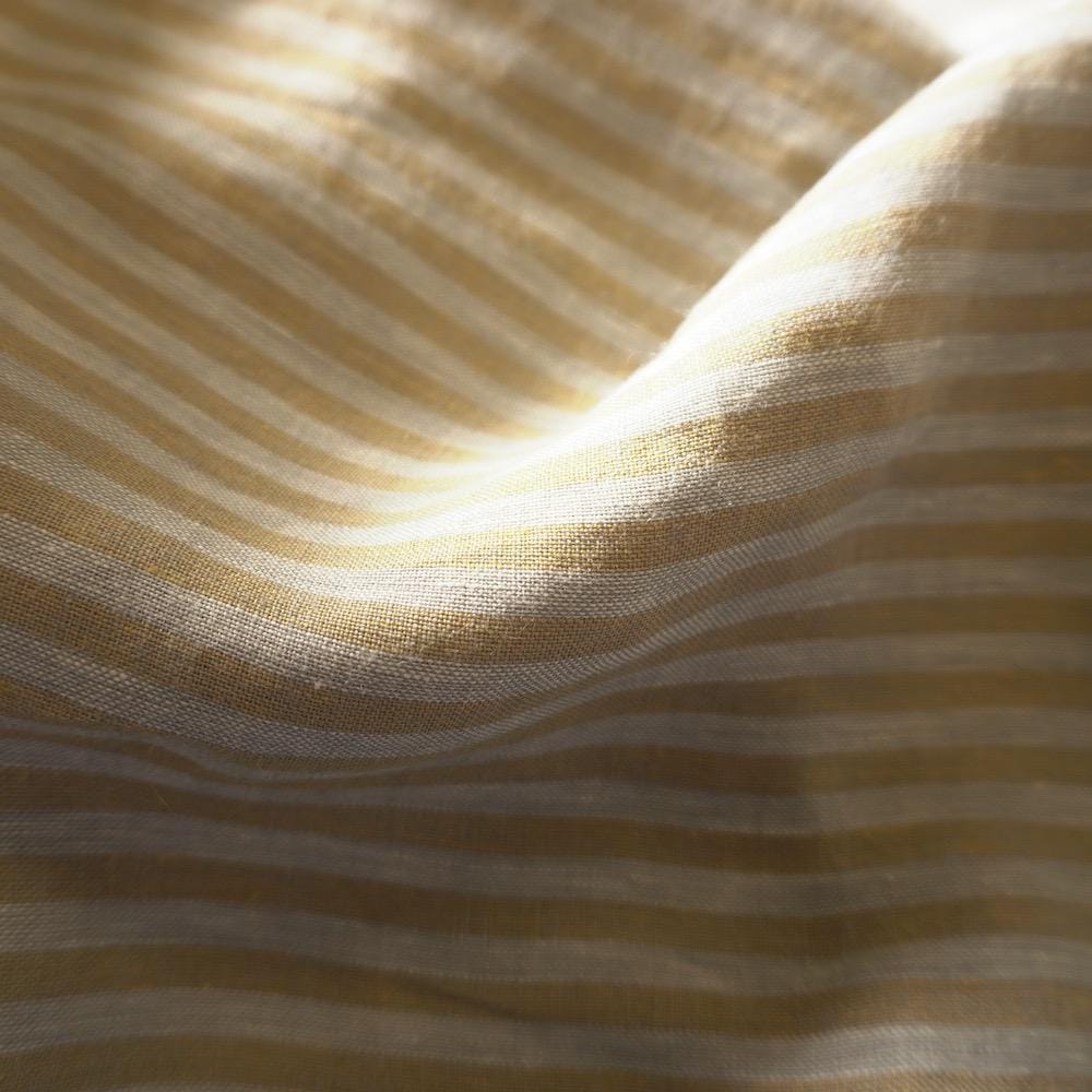 Washed Yarn dyed Linen Stripe - Beige & Grey