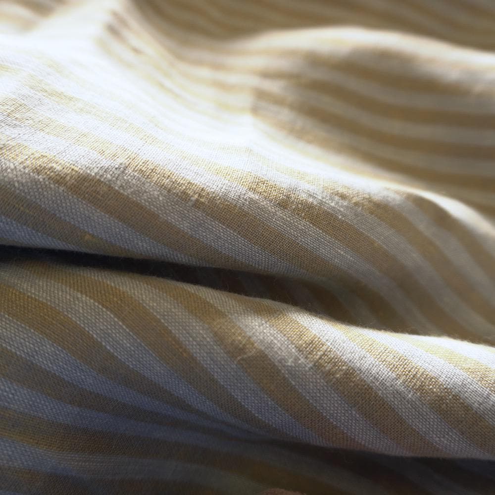 Washed Yarn dyed Linen Stripe - Beige & Grey