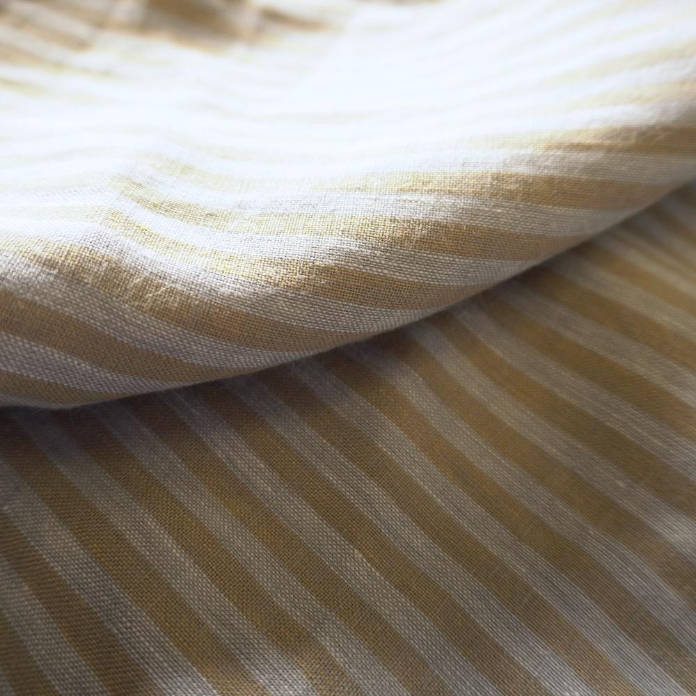 Washed Yarn dyed Linen Stripe - Beige & Grey