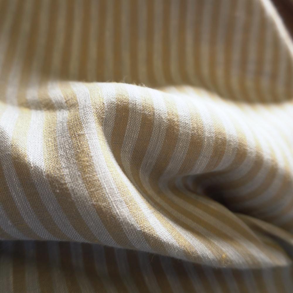 Washed Yarn dyed Linen Stripe - Beige & Grey