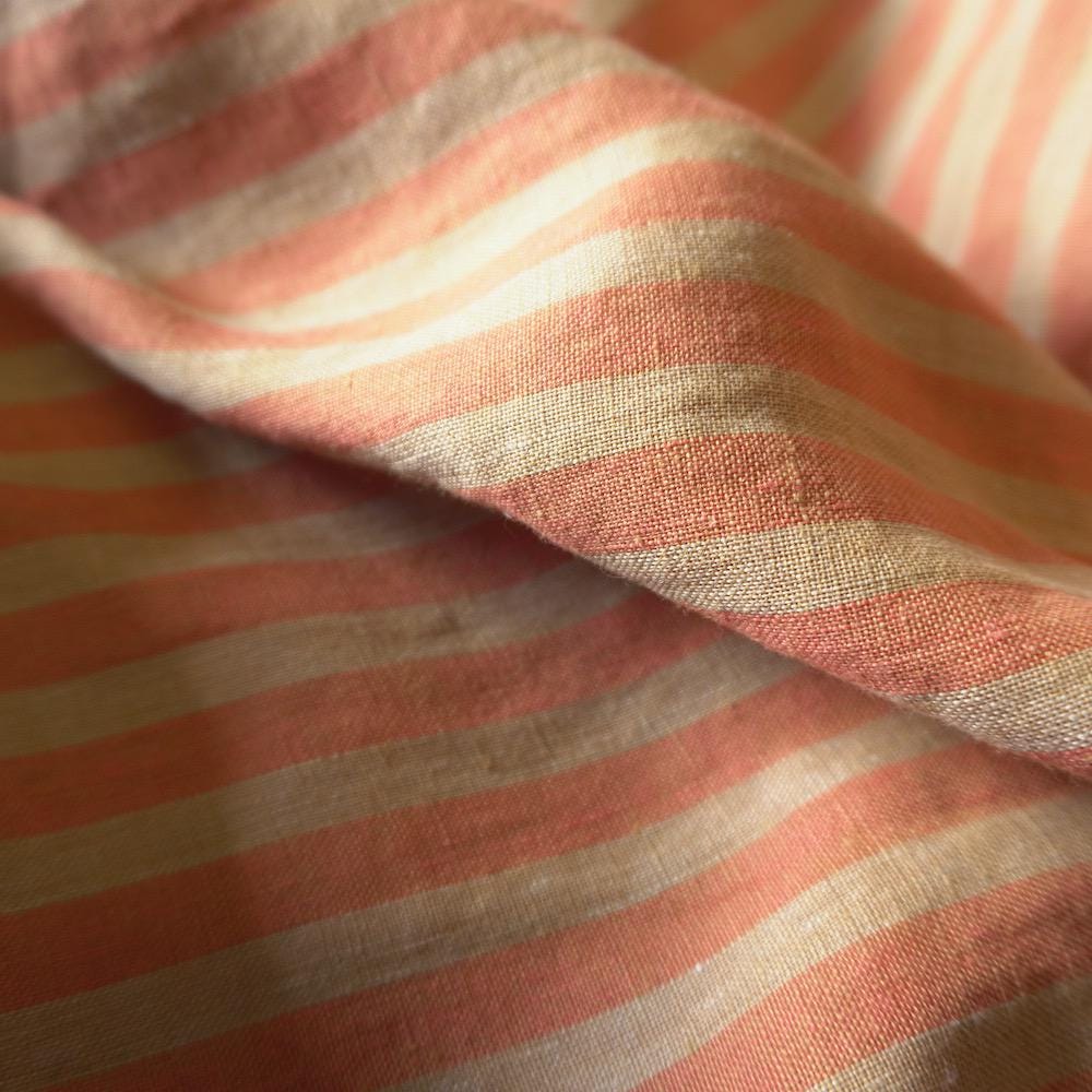 Washed Yarn dyed Linen Stripe - Orange