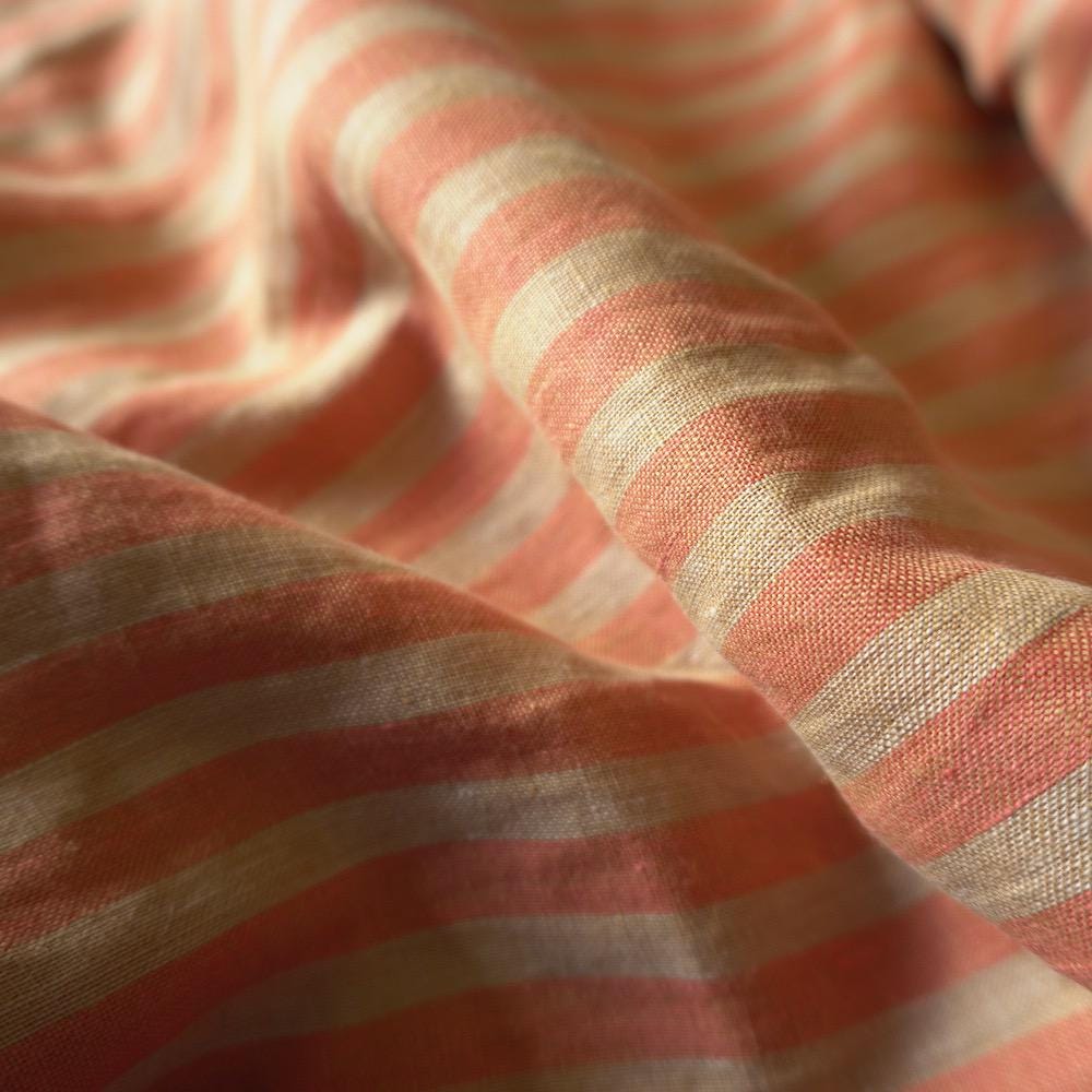 Washed Yarn dyed Linen Stripe - Orange