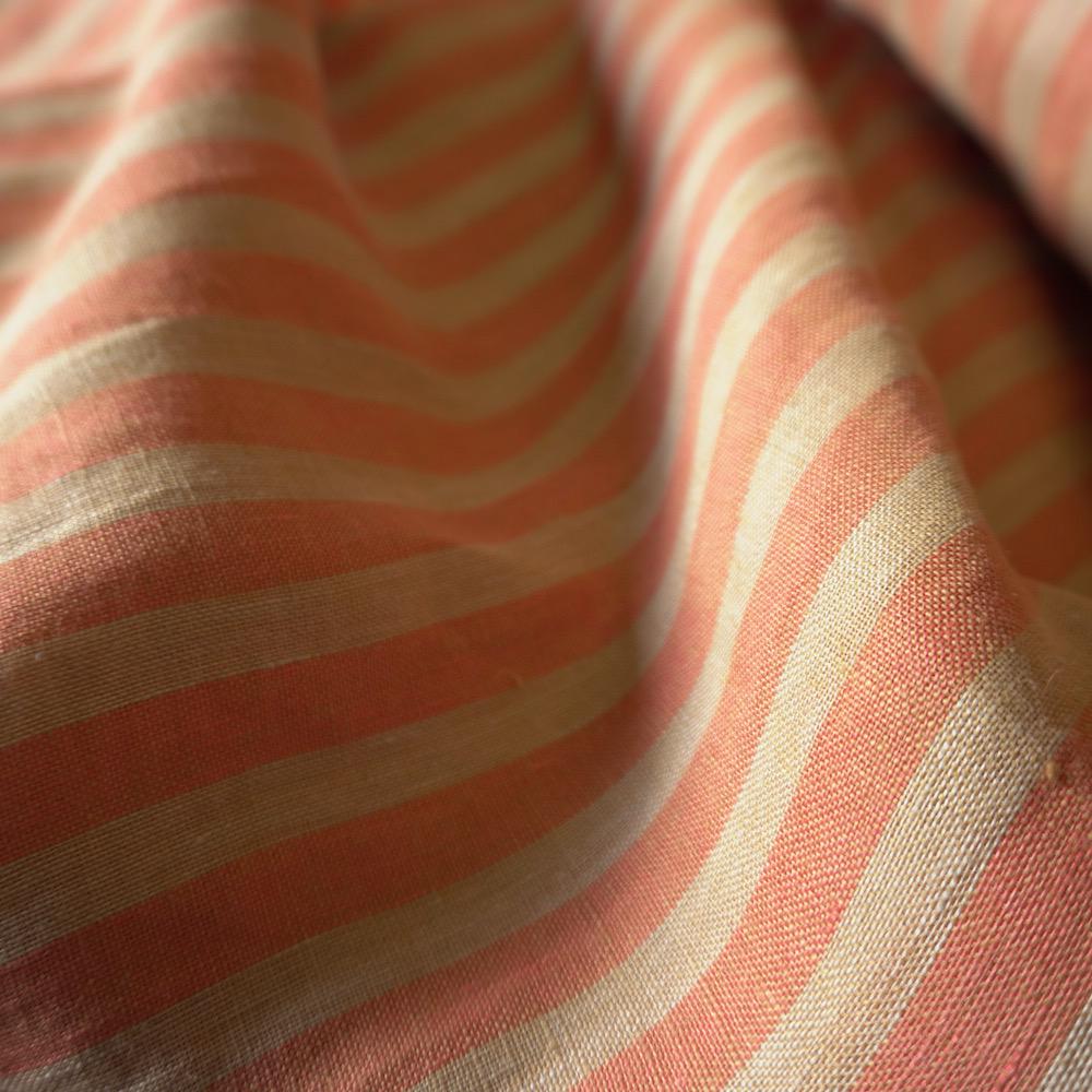 Washed Yarn dyed Linen Stripe - Orange