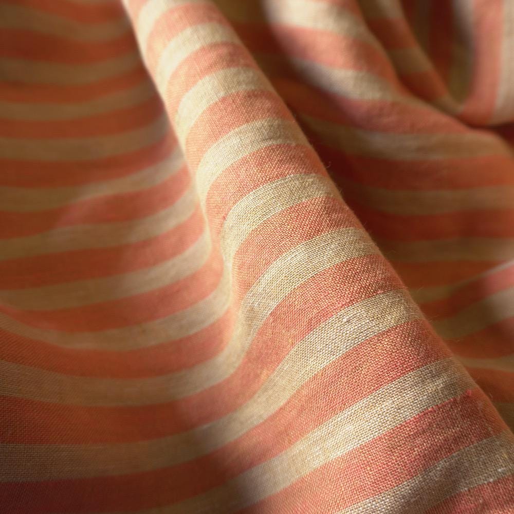 Washed Yarn dyed Linen Stripe - Orange