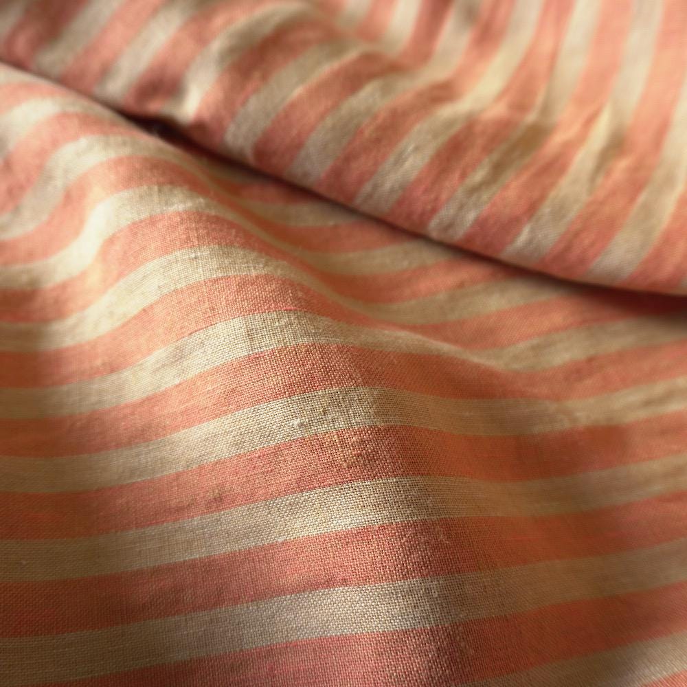 Washed Yarn dyed Linen Stripe - Orange