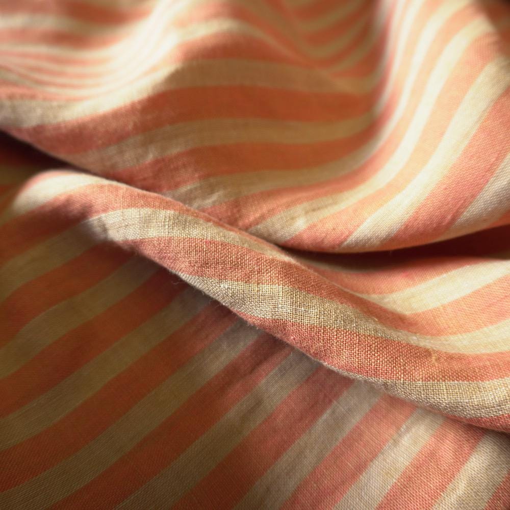 Washed Yarn dyed Linen Stripe - Orange
