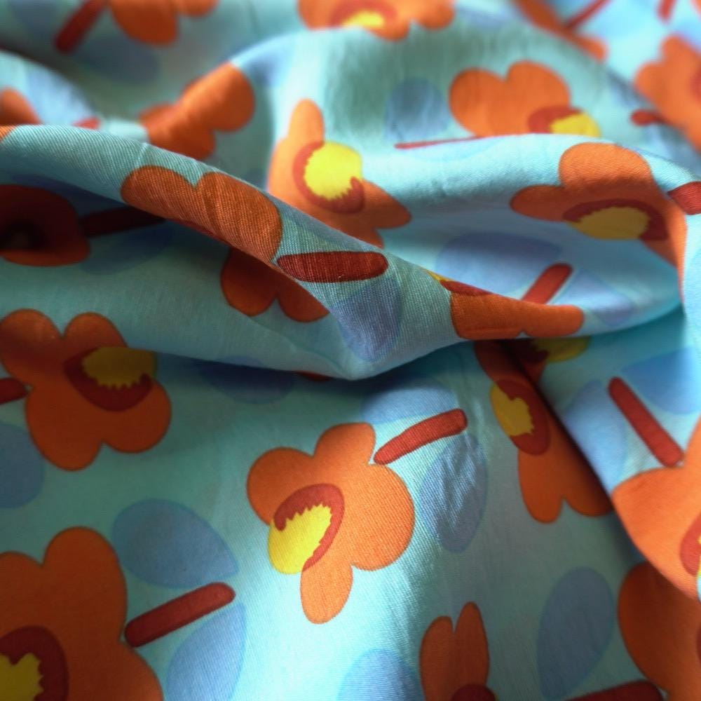 Poppy Flower Cotton Floaty Fabric