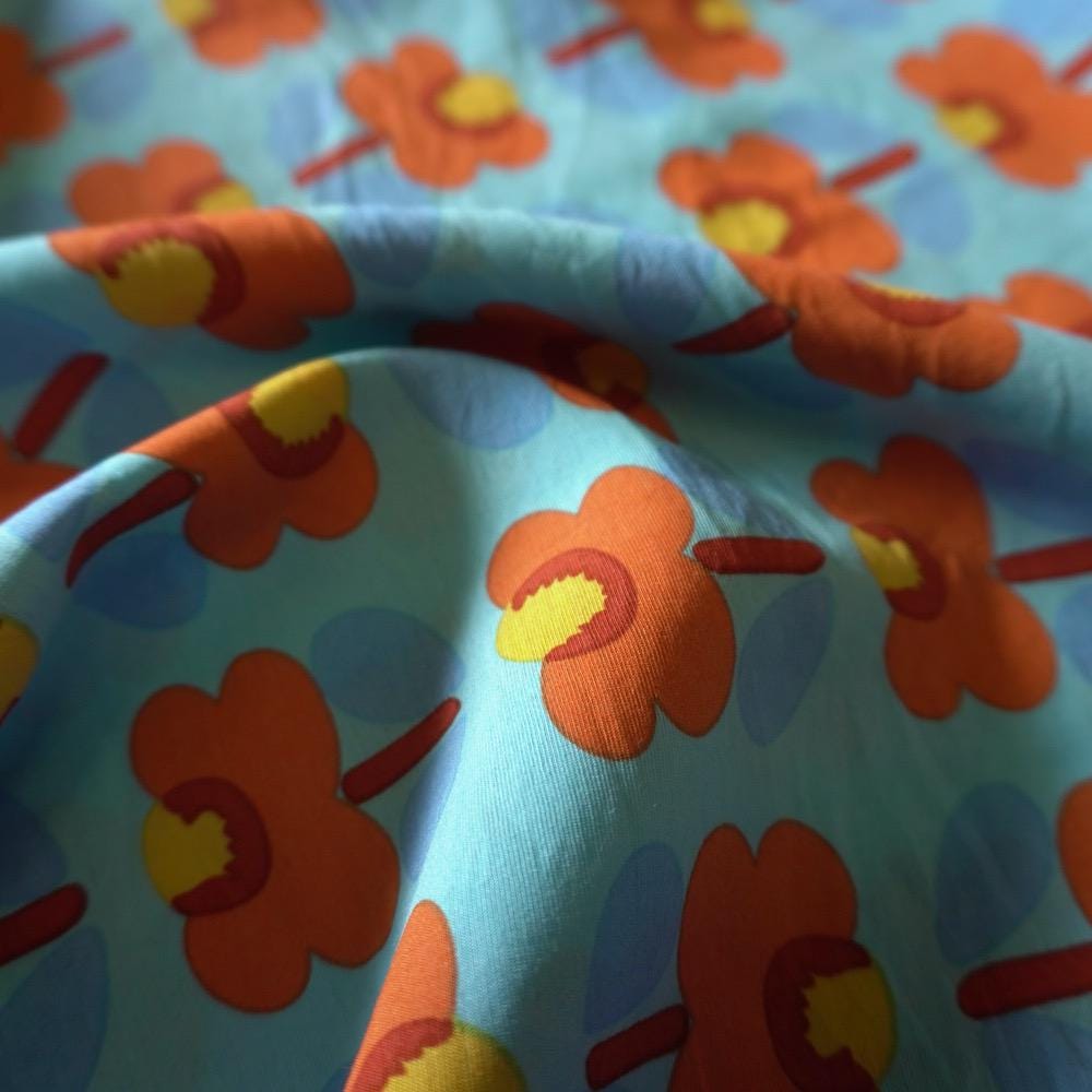 Poppy Flower Cotton Floaty Fabric