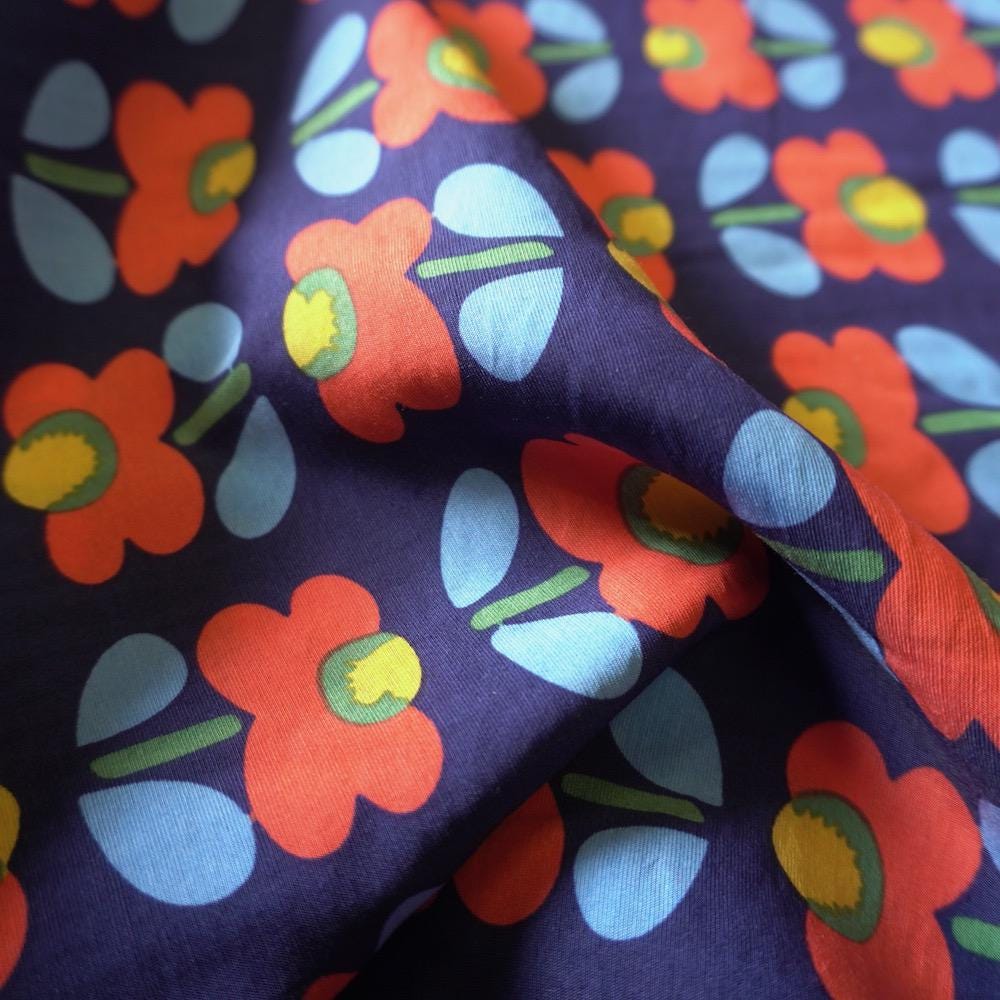 Poppy Flower Cotton Floaty Fabric
