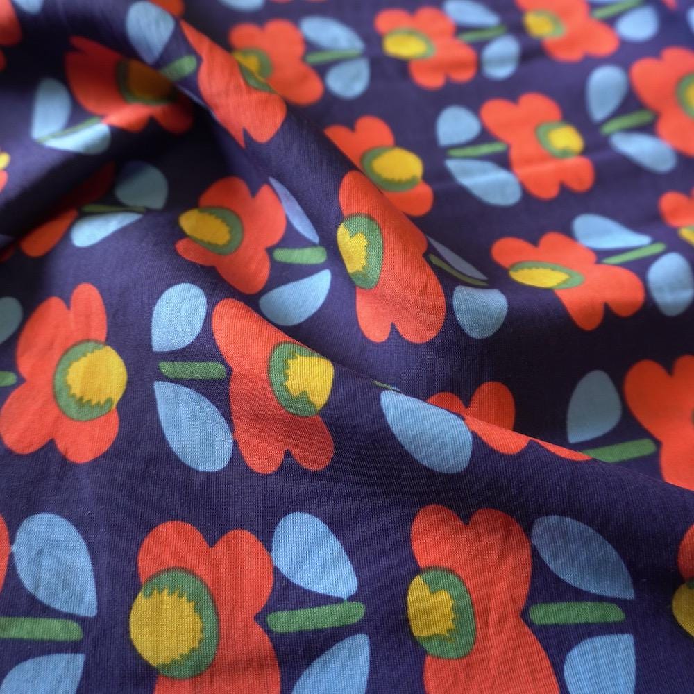 Poppy Flower Cotton Floaty Fabric