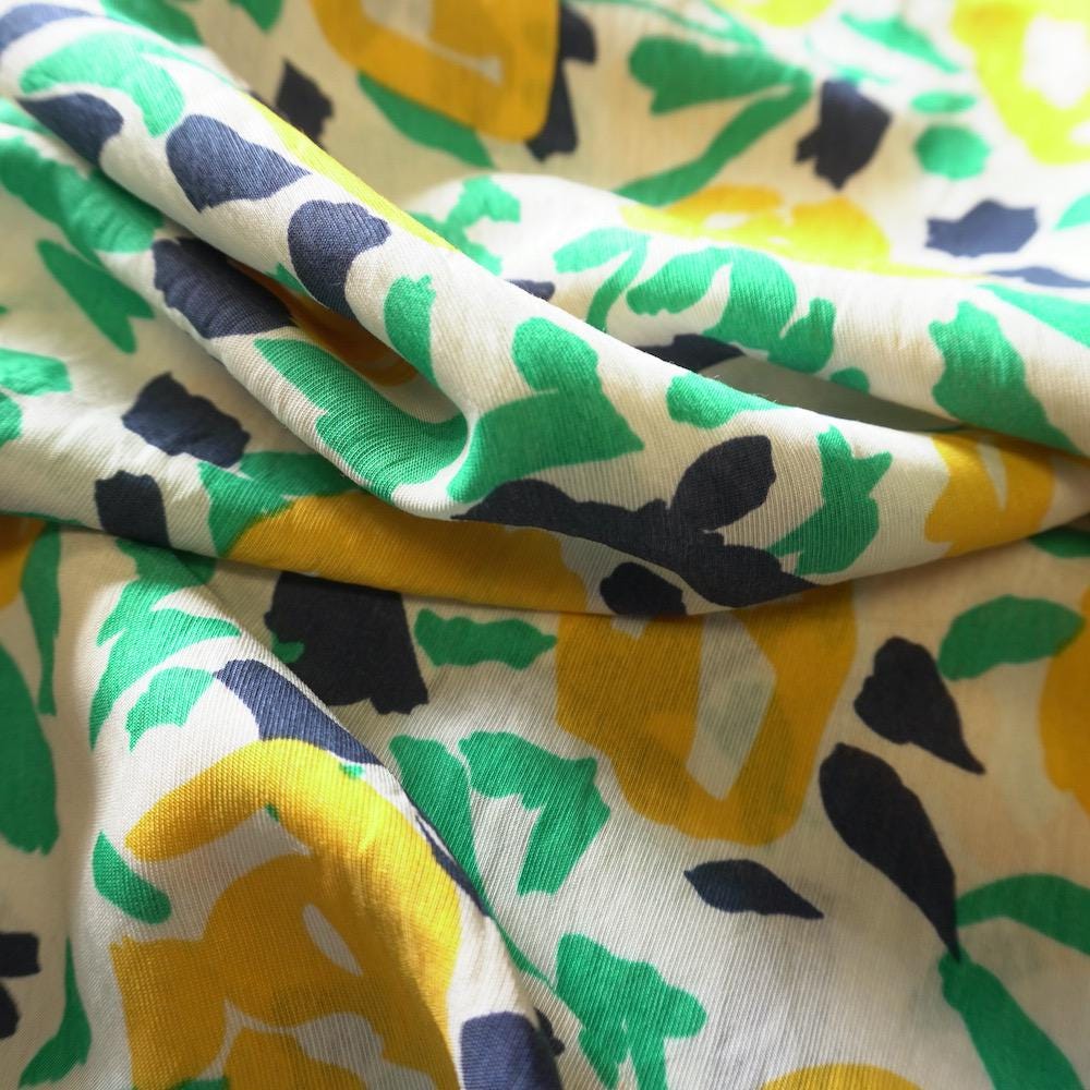 Abstract Floral Cotton Floaty Fabric - Mustard