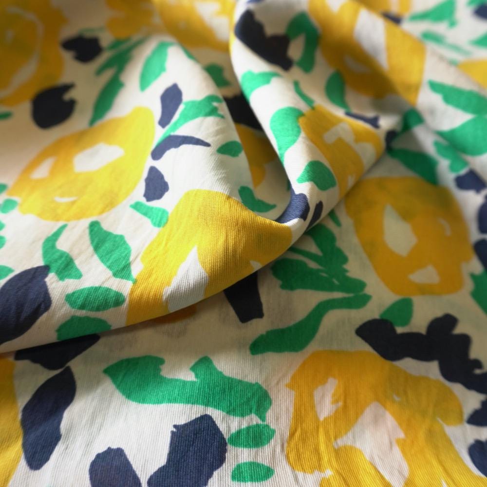 Abstract Floral Cotton Floaty Fabric - Mustard