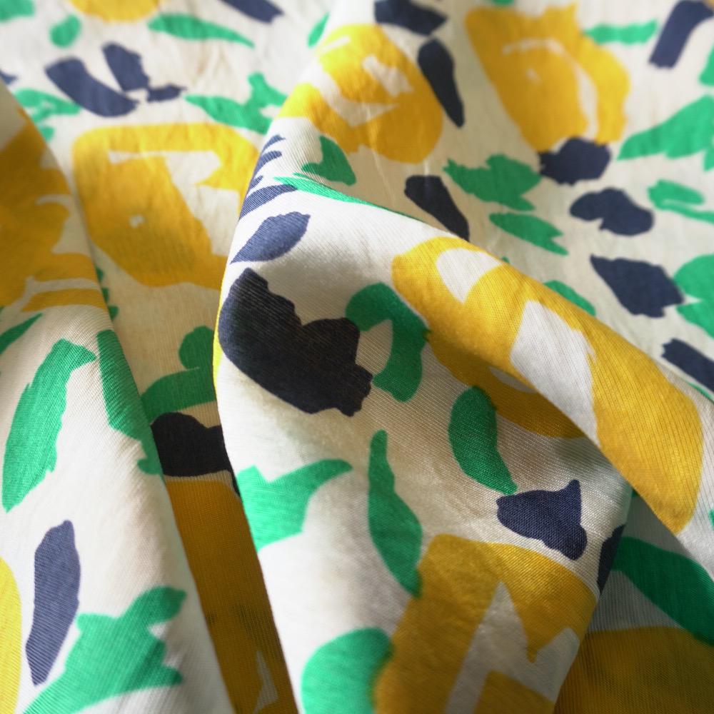 Abstract Floral Cotton Floaty Fabric - Mustard