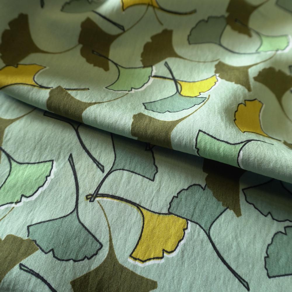 Ginkgo-Style Leaves Cotton Floaty Fabric - Mustard