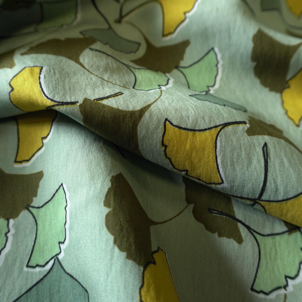 Ginkgo-Style Leaves Cotton Floaty Fabric - Mustard