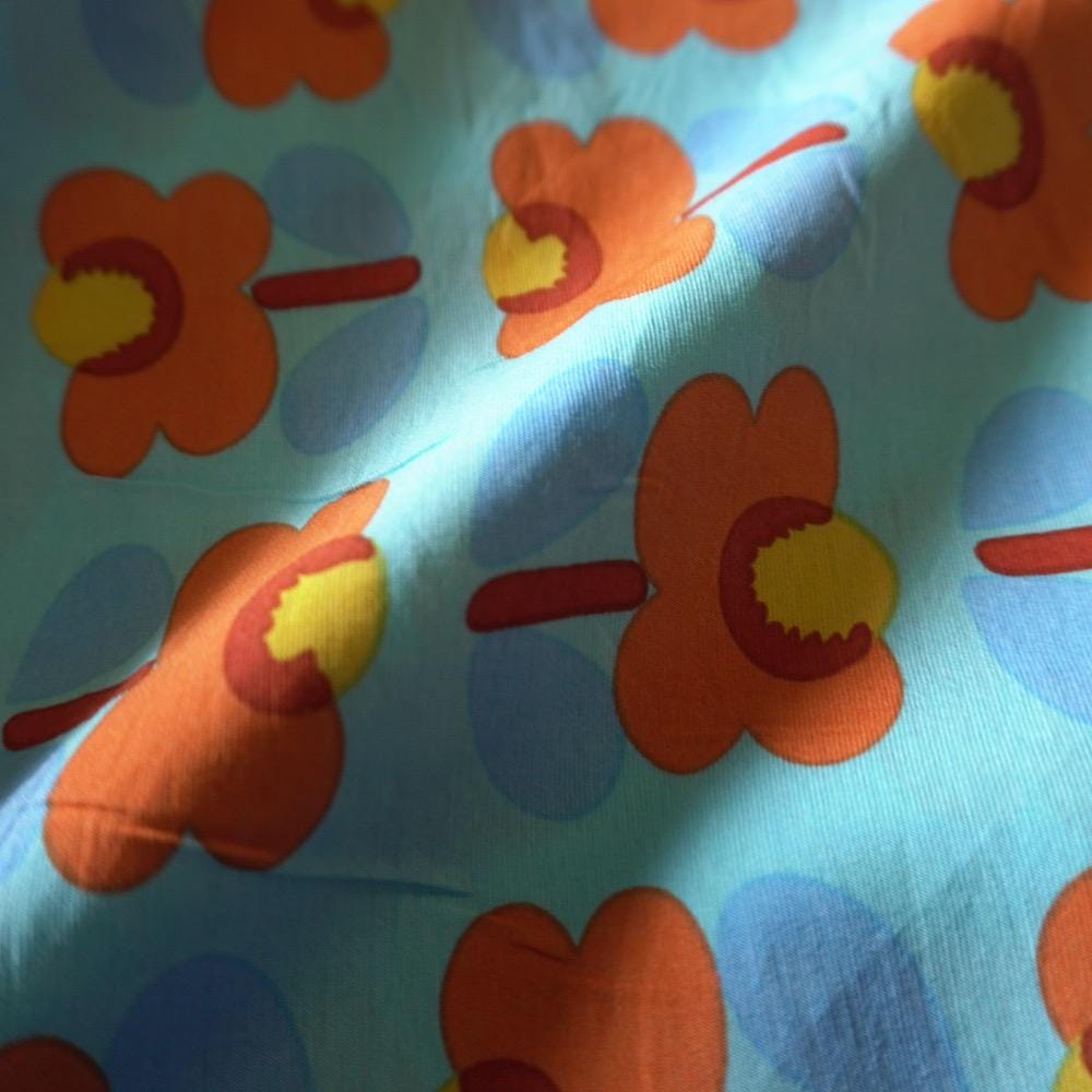 Poppy Flower Cotton Floaty Fabric