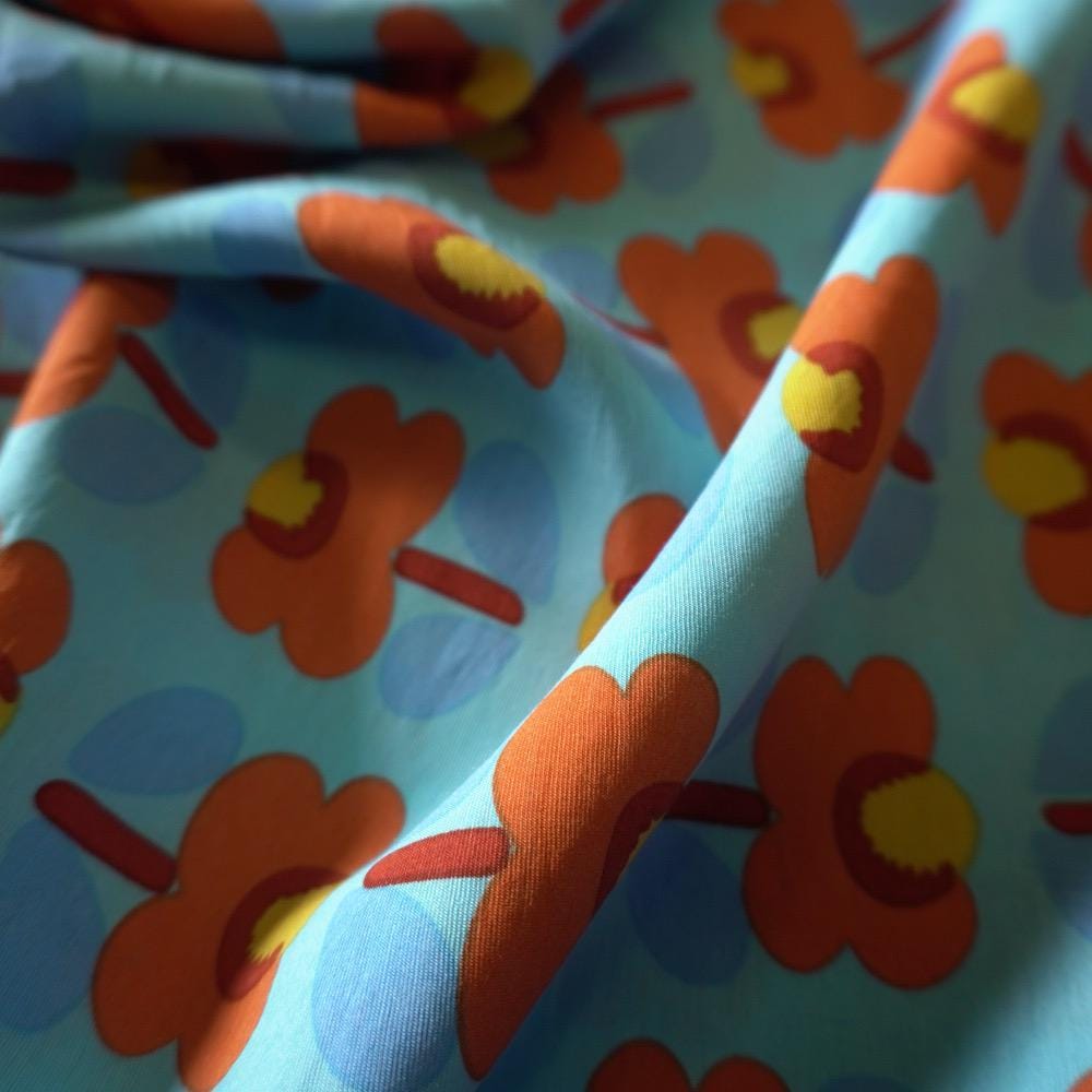 Poppy Flower Cotton Floaty Fabric