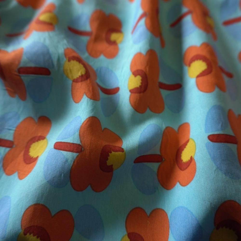 Poppy Flower Cotton Floaty Fabric