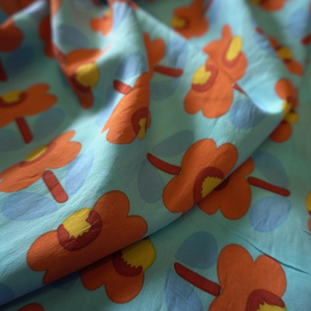 Poppy Flower Cotton Floaty Fabric