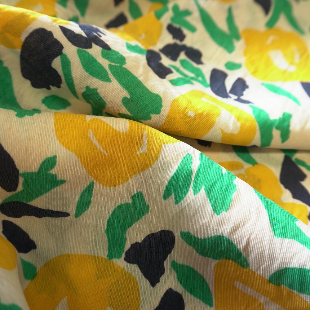 Abstract Floral Cotton Floaty Fabric - Mustard