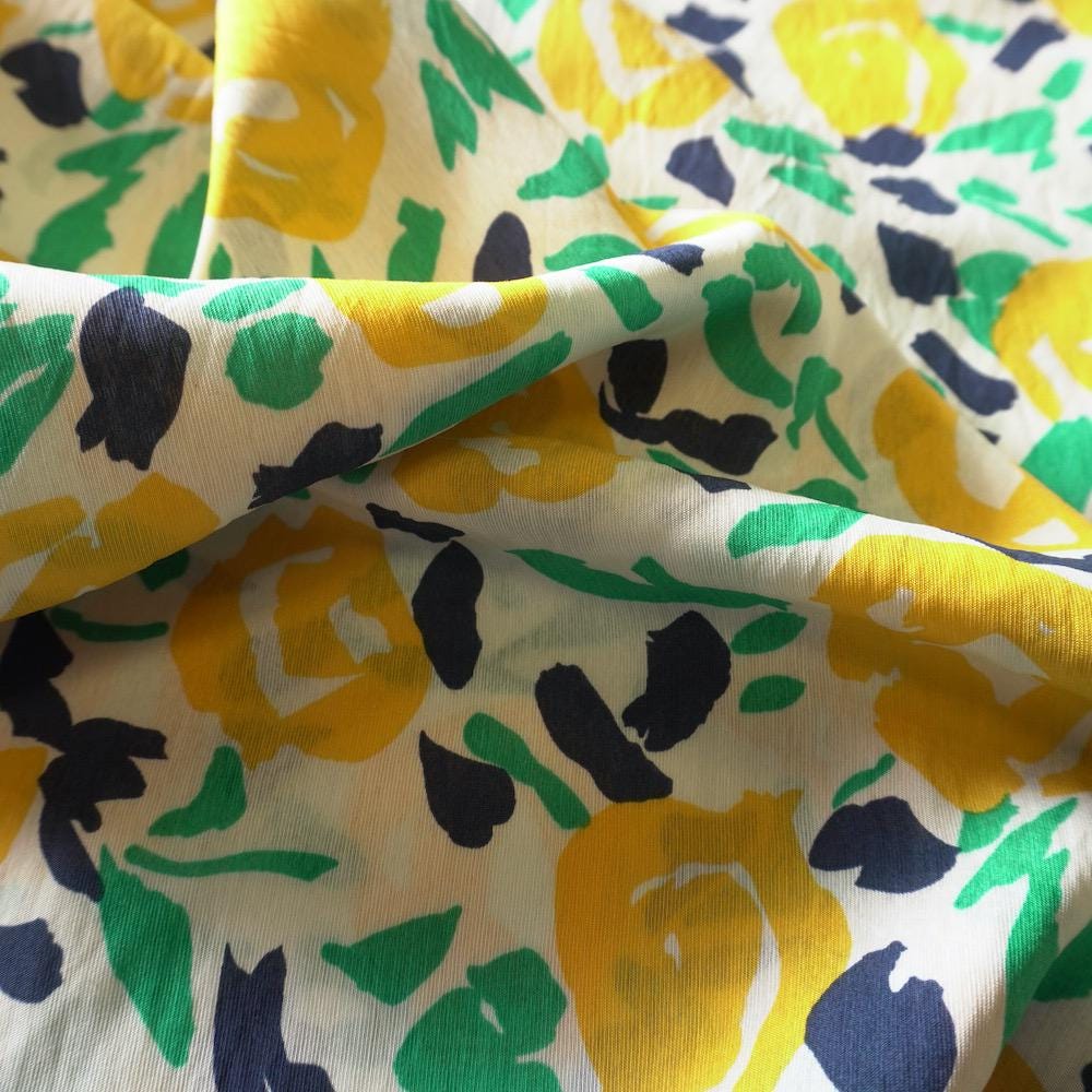 Abstract Floral Cotton Floaty Fabric - Mustard