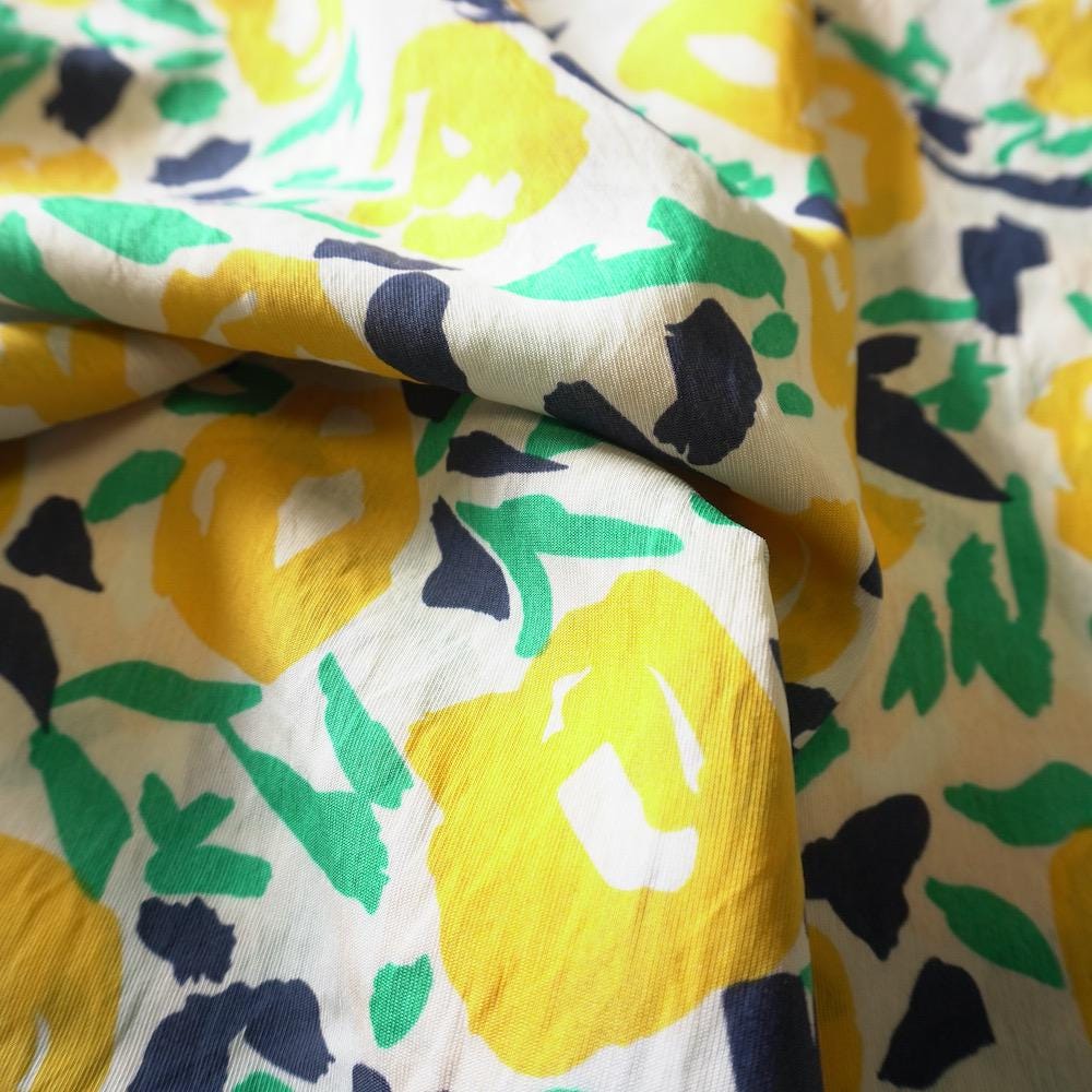 Abstract Floral Cotton Floaty Fabric - Mustard