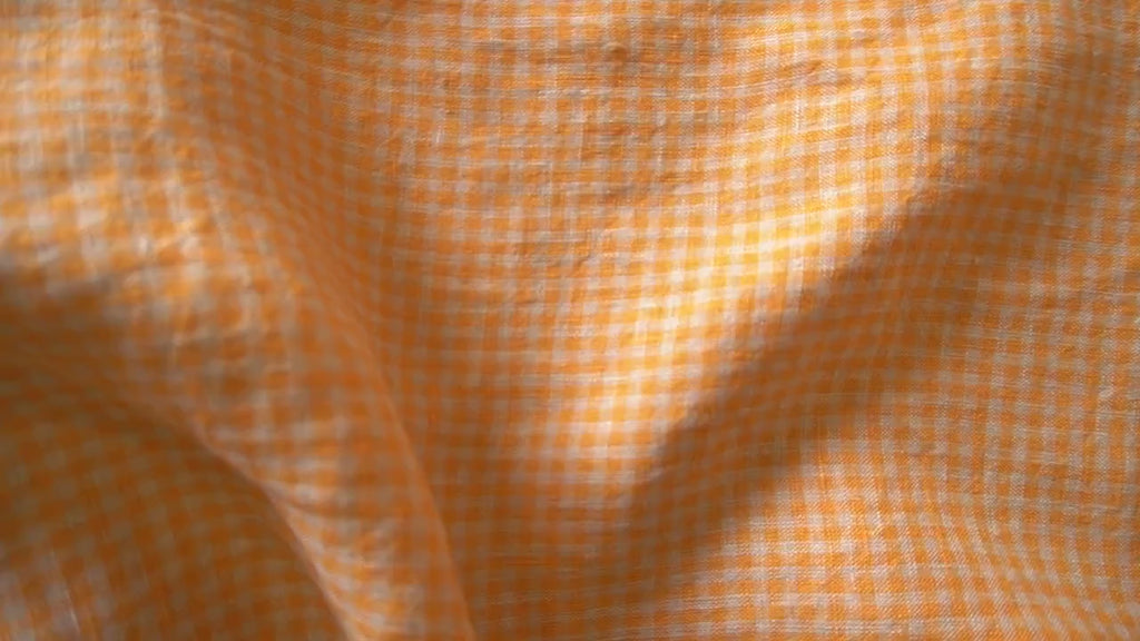 Washed Yarn dyed Linen gingham - Orange