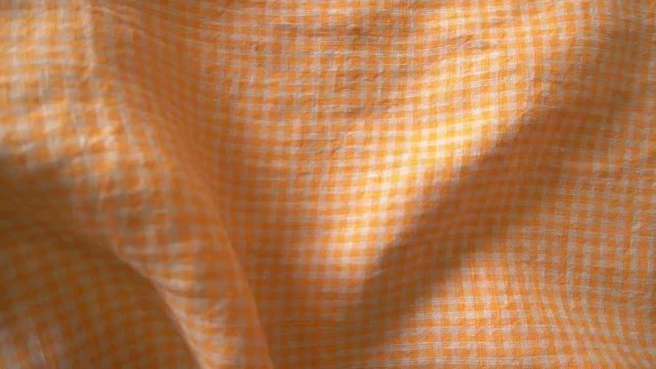 Washed Yarn dyed Linen gingham - Orange