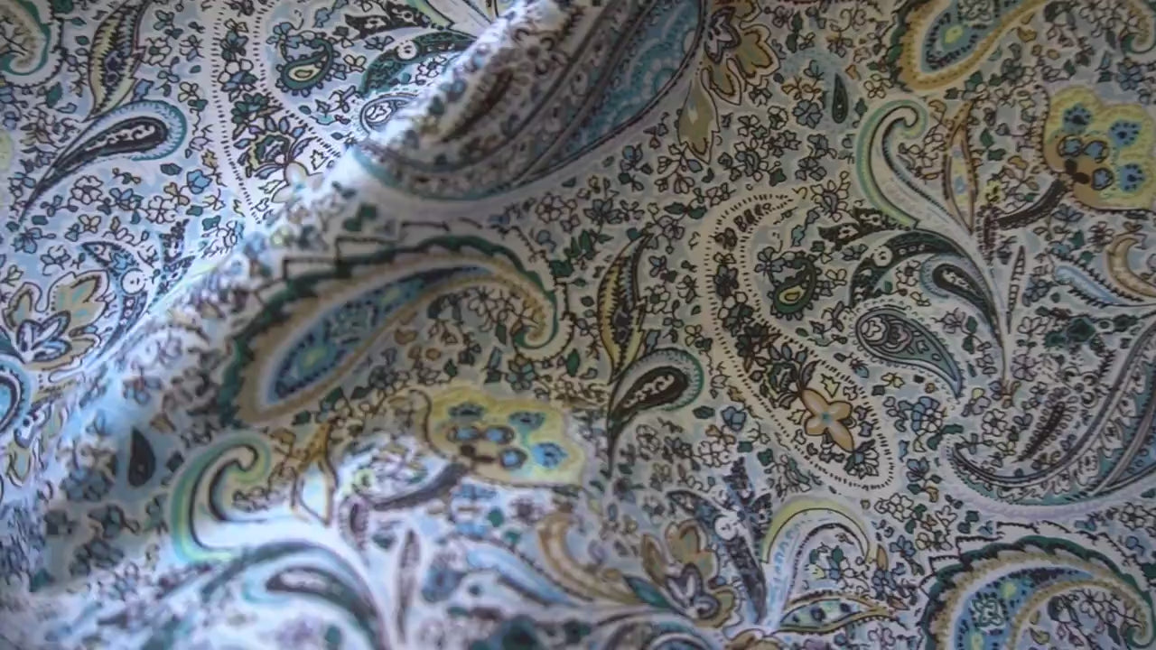 Vintage Paisley Floral Cotton – Blue & Turquoise