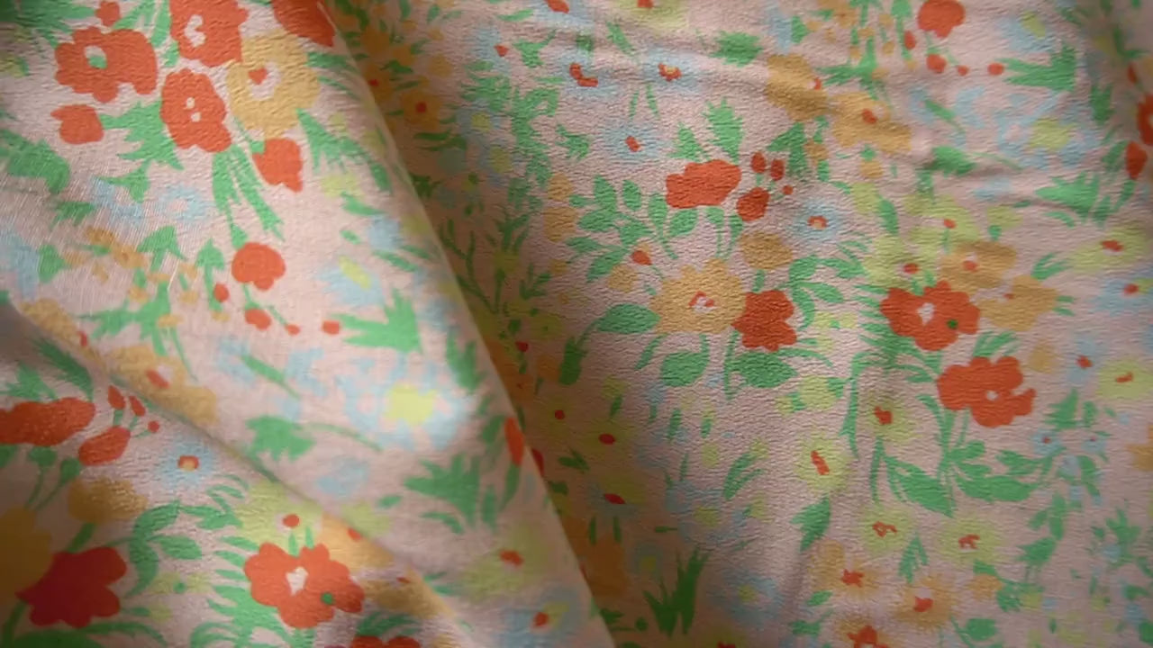 Coral Meadow Floral Tence Viscose Dual Crepe