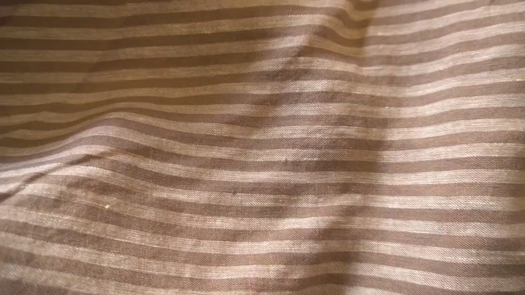 Washed Yarn dyed Linen Stripe - Beige