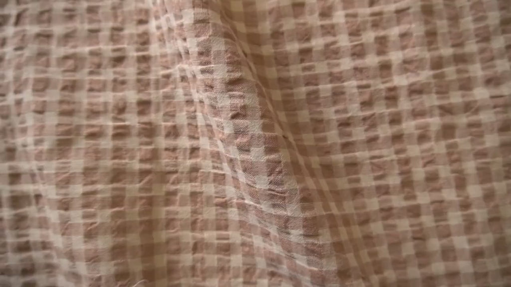 Yarn dyed linen crinkled gingham – Beige