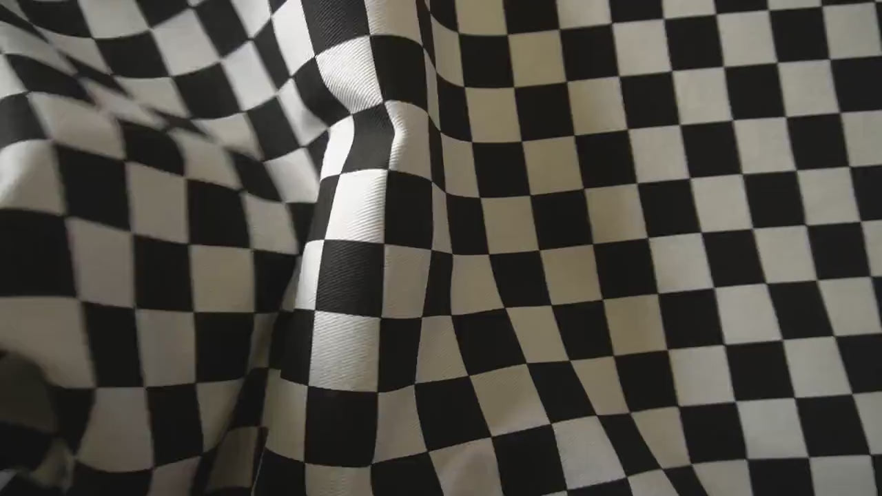Cotton Canvas Checker board - Black and White