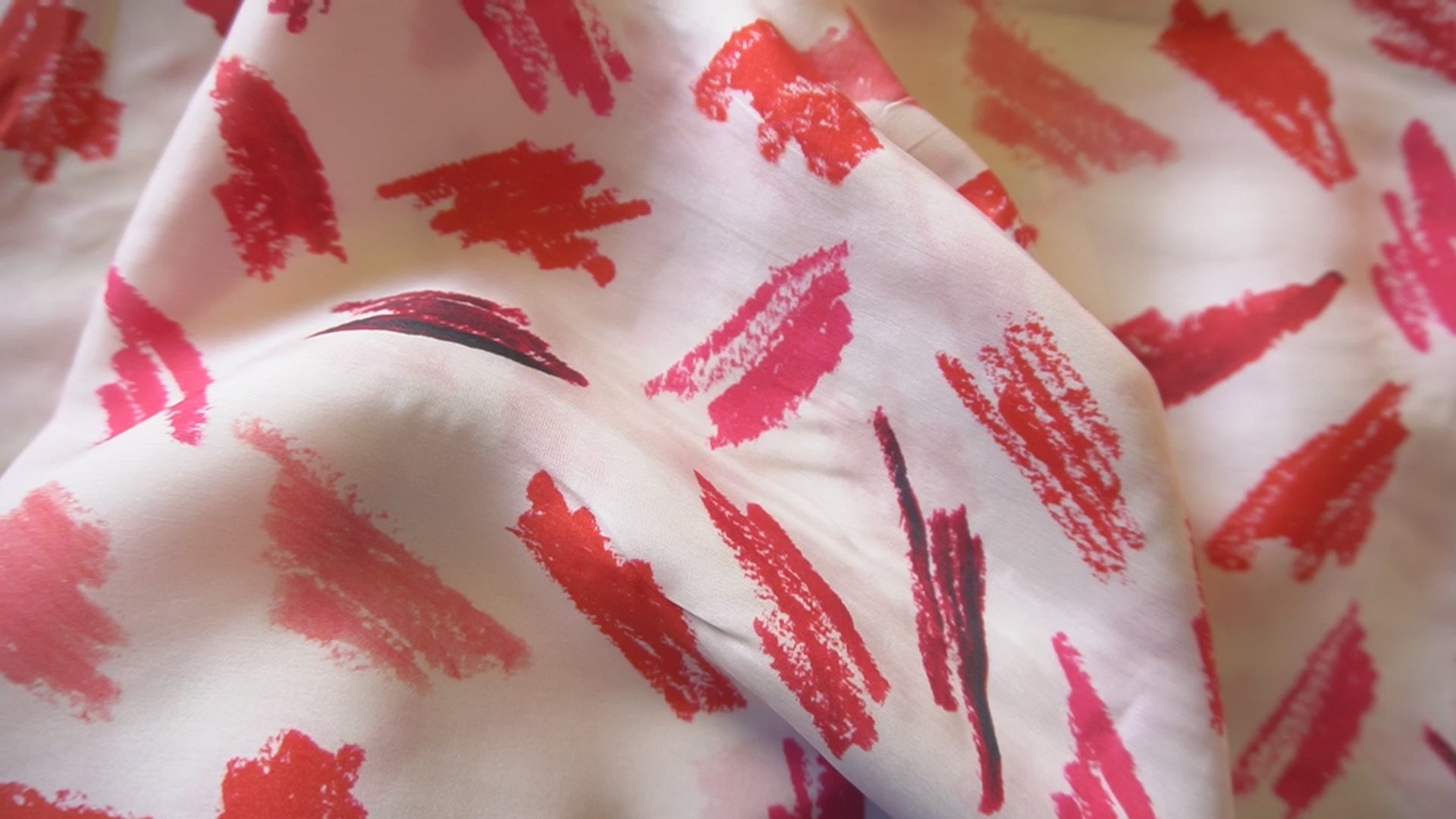Abstract Lipstick Print Cupro – Lightweight Fluid Fabric