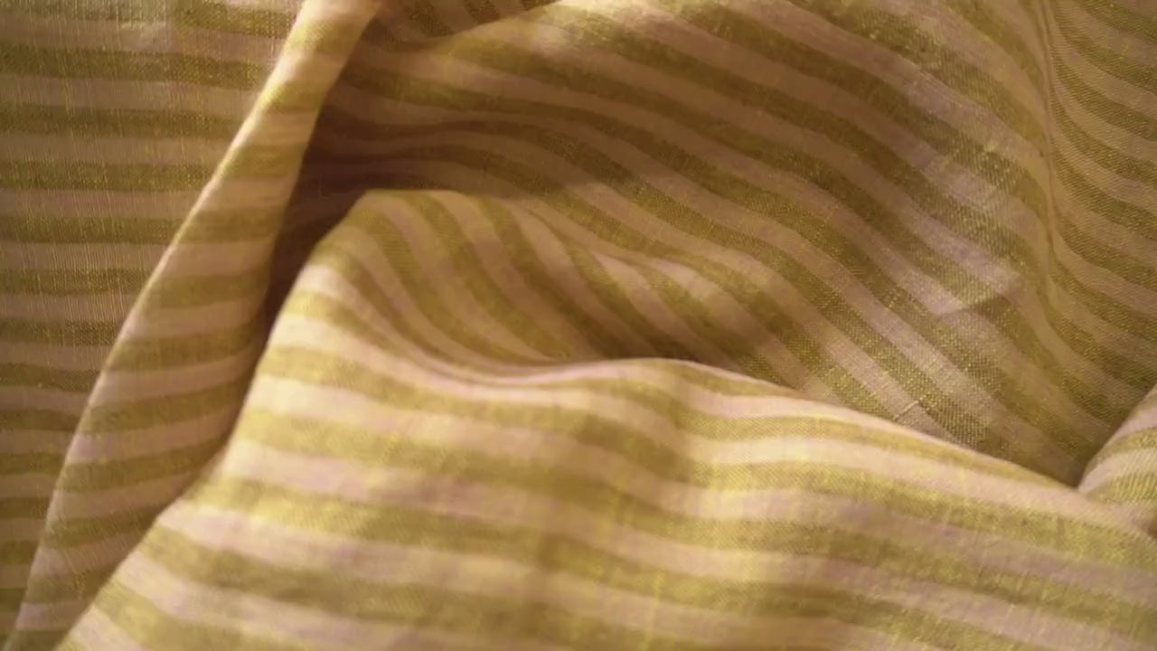 Washed Yarn dyed Linen Stripe - Pistachio