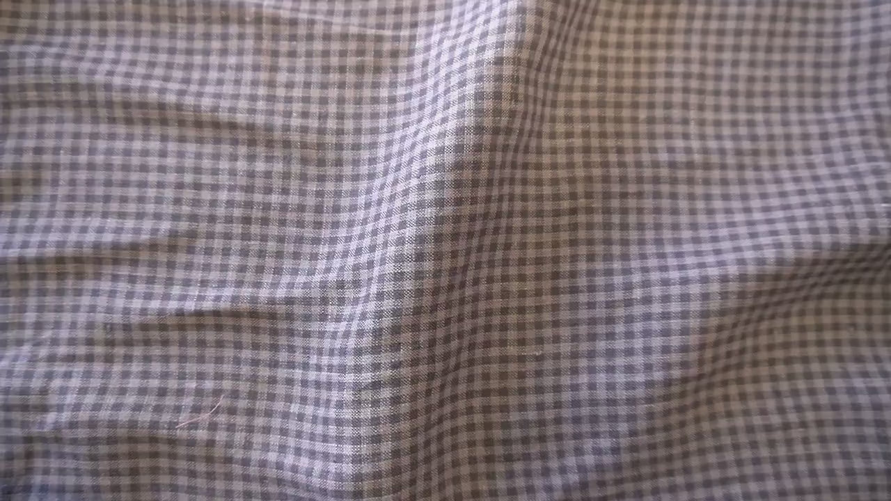 Washed Yarn dyed Linen gingham - Grey