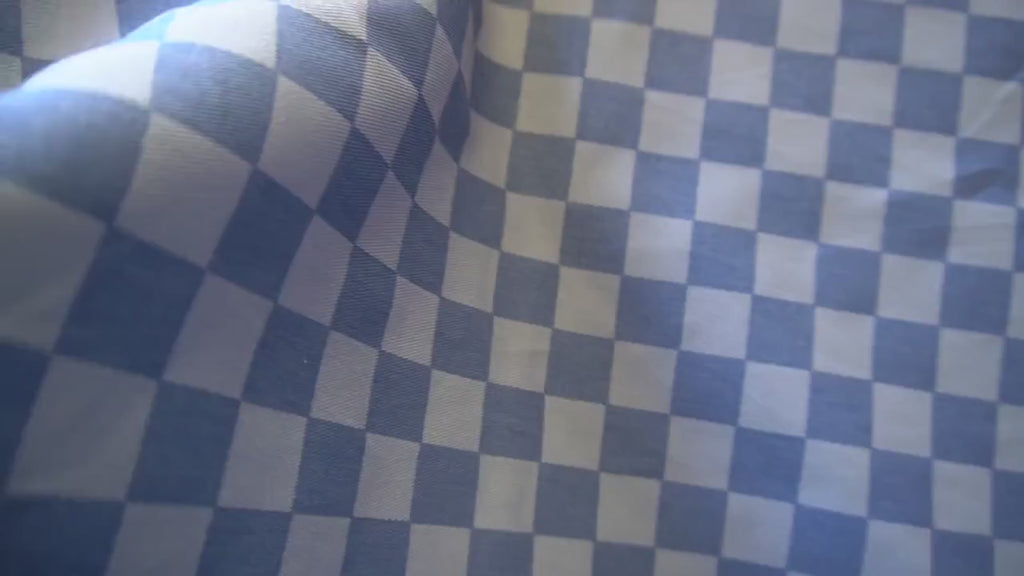 Cotton Canvas Checker board - Cornflower Blue