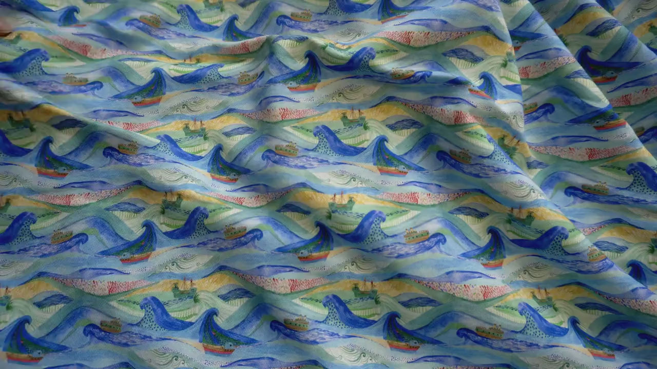 Sail the Seas -  French Terry Sweat shirting Fabric