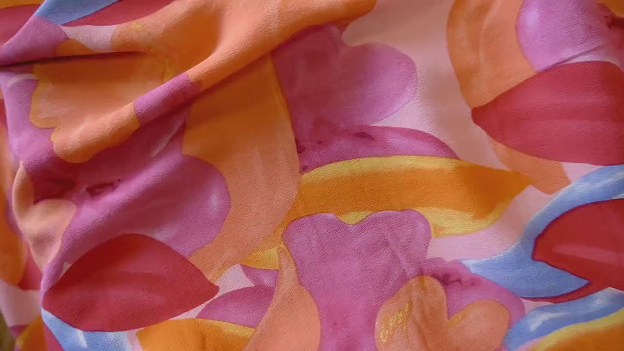 Tropical sunset dual crepe viscose fabric