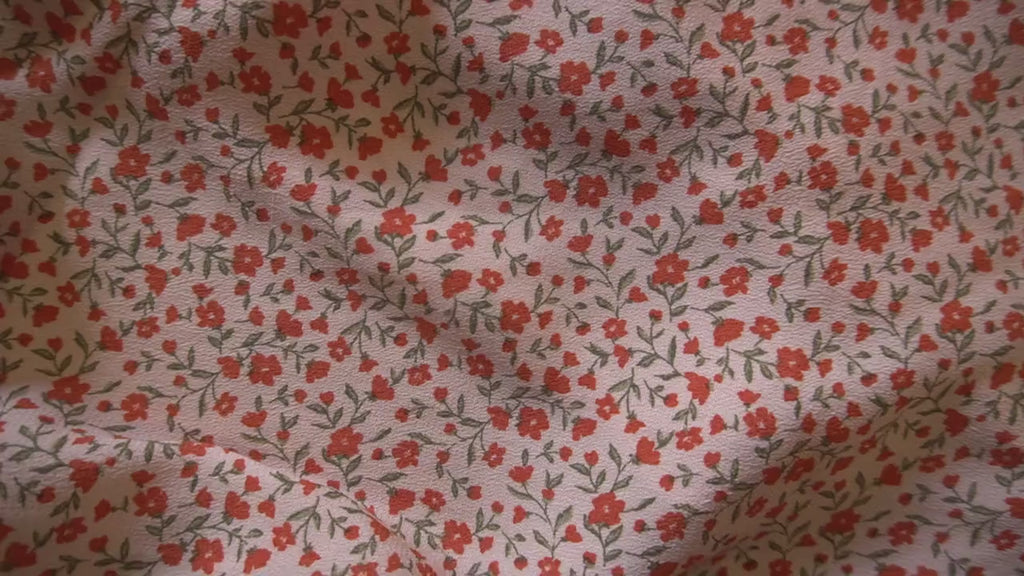 Blush Pink Ditsy Floral Tencel Crepe Fabric
