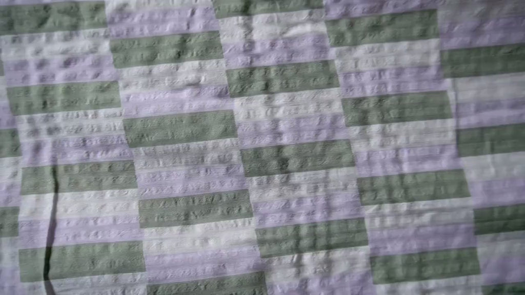 Sage & Lavender Stripe Seersucker – 100% Cotton, 140cm Wide