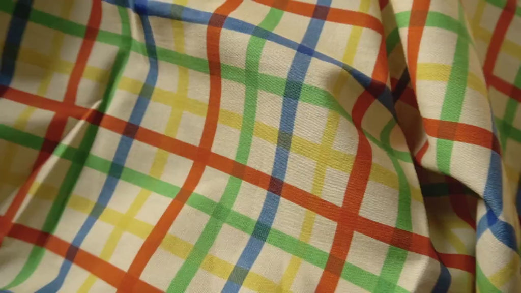 Rainbow Grid Cotton Canvas - Bold Check Print